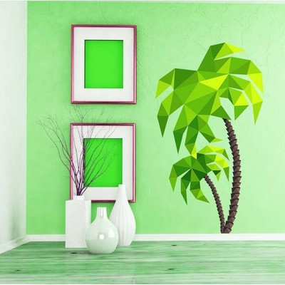 Palm Tree Polygonal Wall decal, Palm Tree Polygon Modern