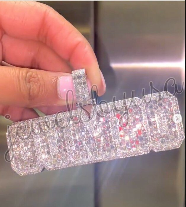 Pre-owned Jbu 3.2ct Men's Baguette Simulated Diamond "gumbo" Customize Fancy Pendant 925