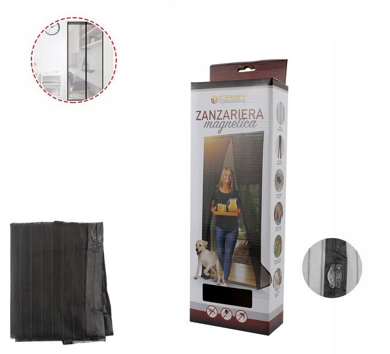 Tenda Zanzariera Porte Balconi Insetti Zanzare Magnetica Nera 120x220cm dfh