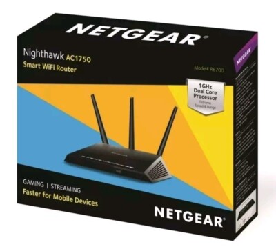 Netgear Nighthawk AC1750 Smart WiFi Router R6700v2 Dual Band-R6700-100NAS Black