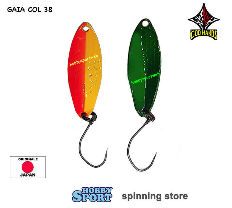 GOD HANDS GAIA 1,7 GR COL 38 YELLOW-ORANGE GREEN JAPAN SPOON AREA TROUT SPINNING
