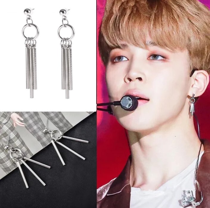 KPOP Idol BTS Jimin Surgical steel 3 sticks Drop Dangle