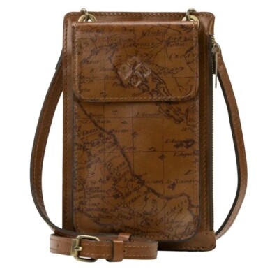 Patricia Nash Chiavella Leather Phone Crossbody Wallet RFID-Signature Map-NWT