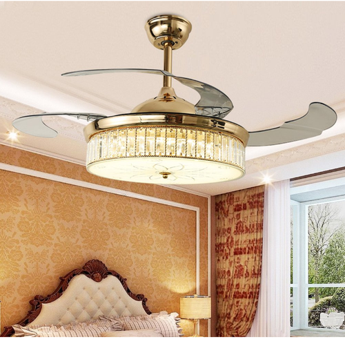 Details About Modern 42 Crystal Stealth Ceiling Fan Light Remote 3 Color Change Led Chandelier
