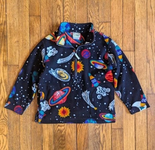 Vintage 90s LL Bean KIDS Fleece Snap Pullover Jacket XS
