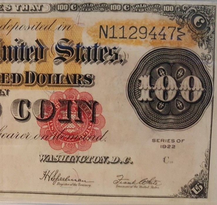 Fr. 1215. 1922 $100 Gold Certificate. PCGS Currency Very Fine 30