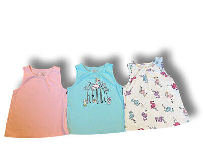  Girls size 6 Tank Tops, Set Of 3, Flamingo, Pink, Blue, 365 Kids Brand 