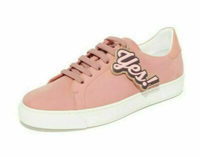 Pre-owned Anya Hindmarch Wink Trainers Tennis Sneakers Shoes Lace-up 38 In Pink