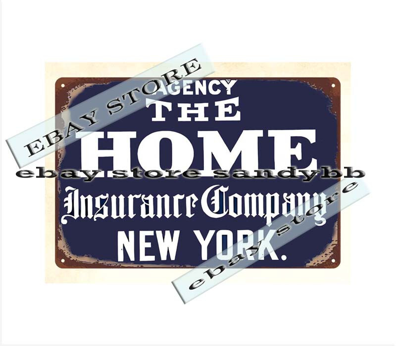 Home Insurance company New York metal tin sign tin coffee