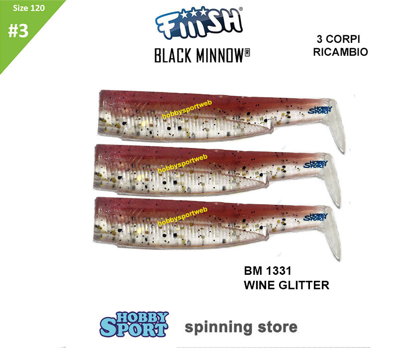 BLACK MINNOW FIIISH SIZE 3BM 1331 COL. WINE GLITTER  3 CORPS RICAMBIO 120 mm