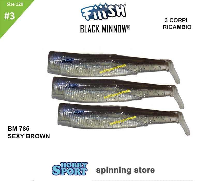 BLACK MINNOW FIIISH SIZE 3BM 785 COL. SEXY BROWN 3 CORPS RICAMBIO 120 mm