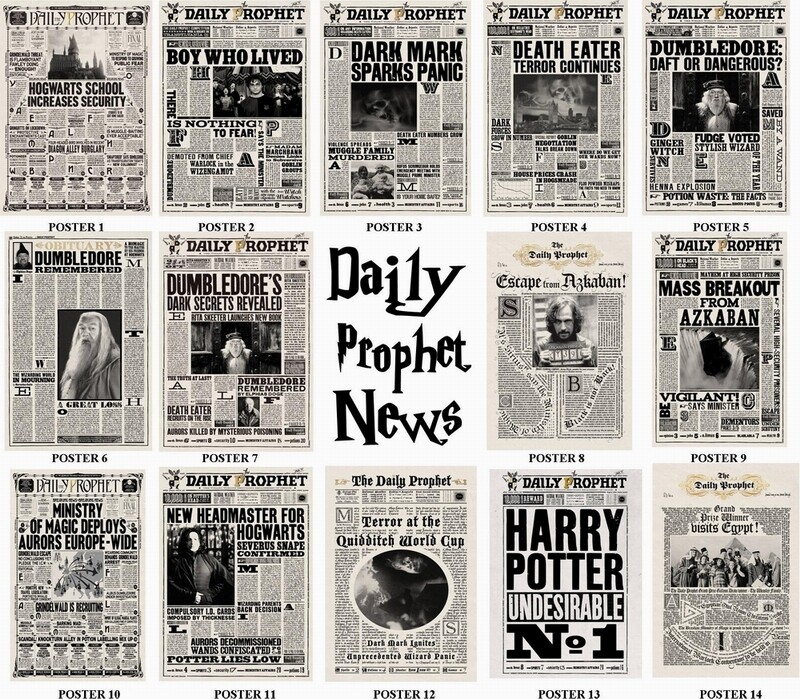 harry-potter-daily-prophet-front-page-headlines-14-high-gloss-photo-posters-ebay