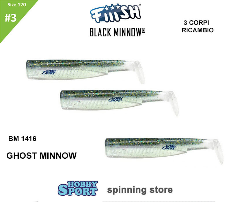 BLACK MINNOW FIIISH SIZE 3BM 1416 COL. GHOST MINNOW  3 CORPS RICAMBIO 120 mm
