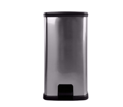 Mainstays 13.2 Gal Trash Can, Plastic Rectangular Step Kitchen Trash Can, Silver