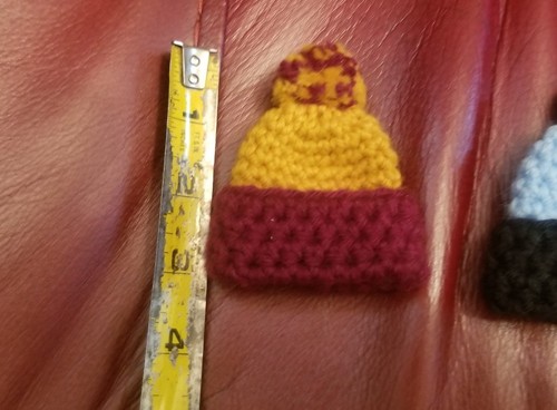 Lot of 3 Vintage Crocheted PINS Pom Pom Hats Redskins Beanie Hat New Handmade