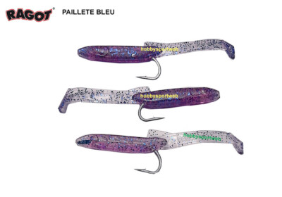 RAGLOU RAGOT 65 mm PURPLE PAILLETE BLEU CONF. 3 pz SILICONICO TRAINA BARCHINO