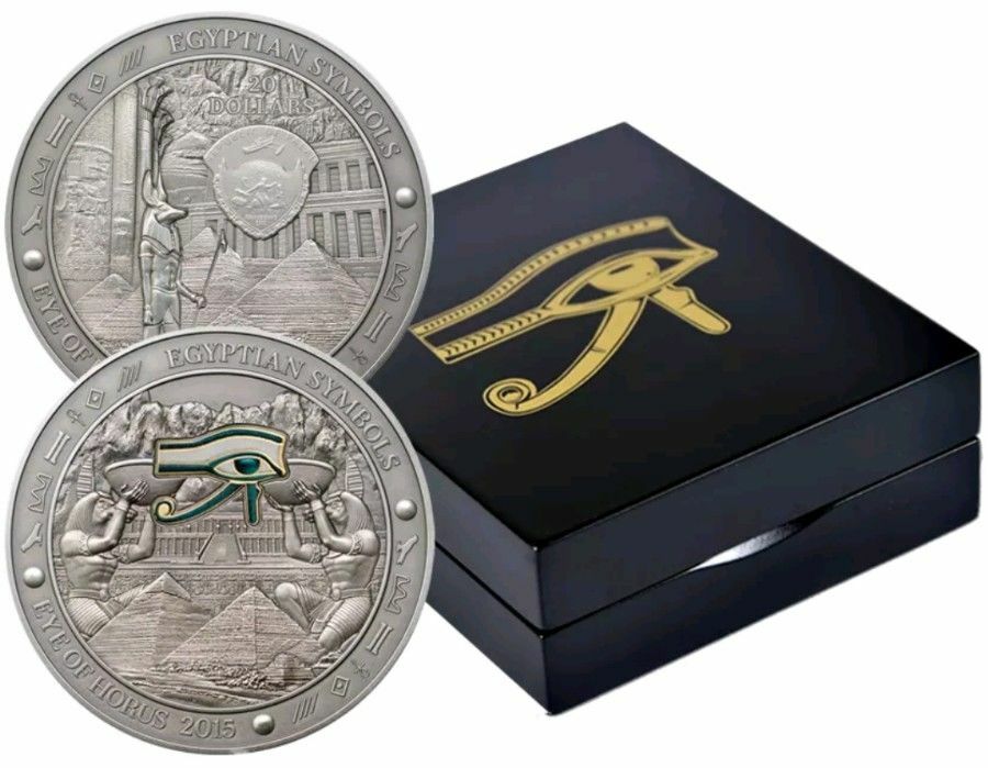 2015 3 Oz Silver Palau $20 EGYPTIANS SYMBOLS, EYE OF HORUS Coin.