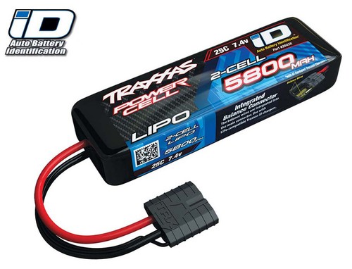 Traxxas 2843X 2S 7.4V 5800mAh 25C LiPo Battery w/iD Connector : Slash