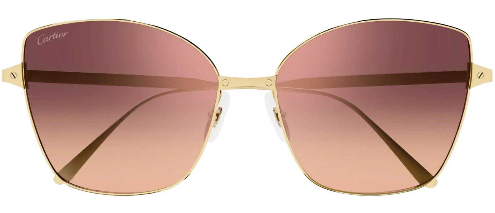 New CARTIER CT0328S 003 59mm Gold Santos Square Cat Eye