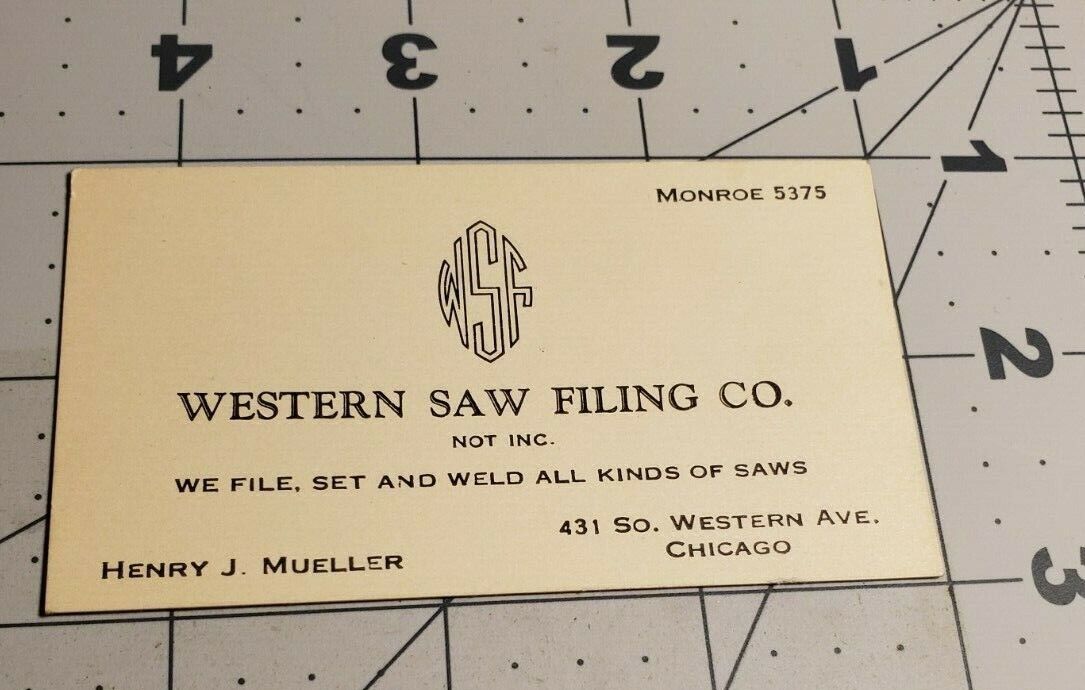 1930's Western Saw Filing Co.business card, Chicago Illinois