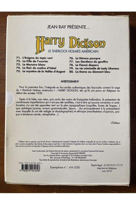 Jean Ray PrÃ©Sente... Harry Dickson, Coffret Tome 8 Jean Ray 