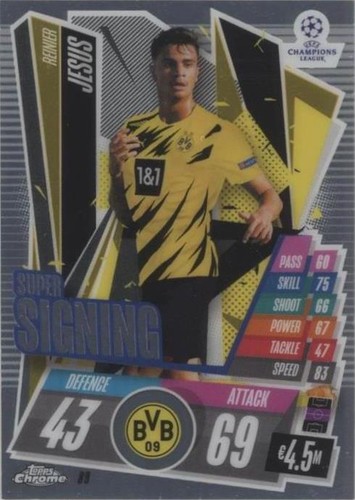 TOPPS サッカーカード FINEST REINIER JESUS BORUSSIA DORTMUND 070/125 #89 送料無料 中古 IT1 2020-21 Topps Finest UEFA REINIER JESUS Rookie RC #89