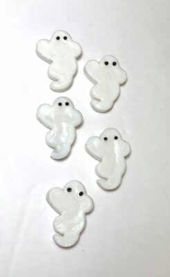 Mini ''White Ghost'' Glass Figurines 5 Miniature Art & Crafts, Party, Halloween