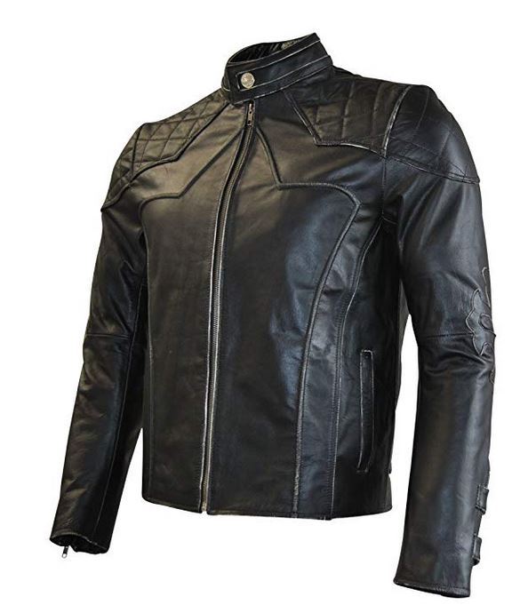 Pre-owned Classyak Men's Fashion Biker Crucifixes (cross) Real Leather Jacket In Cow Black