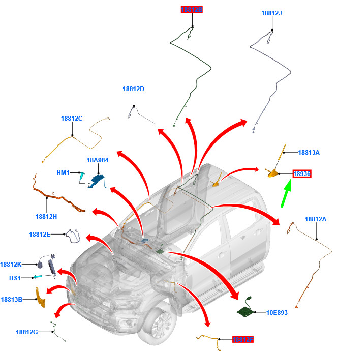 Ford Ranger T6 Mk1 Plaque De Support D'Antenne Radio 2508069 Jm5t-19g461-Cc