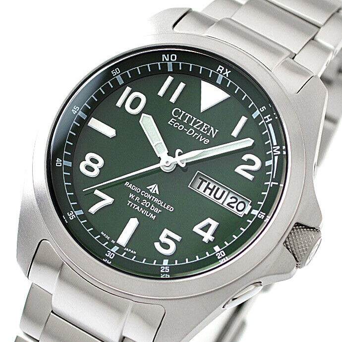 Pre-owned Citizen Promaster Land Pmd56-2951 Titanium Eco-drive Solar Watch Green Dial 39mm