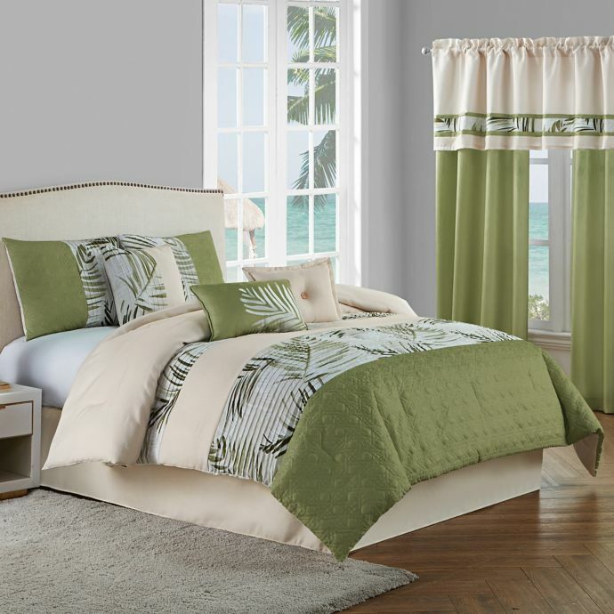 Malibu 7 Piece Queen Comforter Set In Light Green 38992924615 Ebay