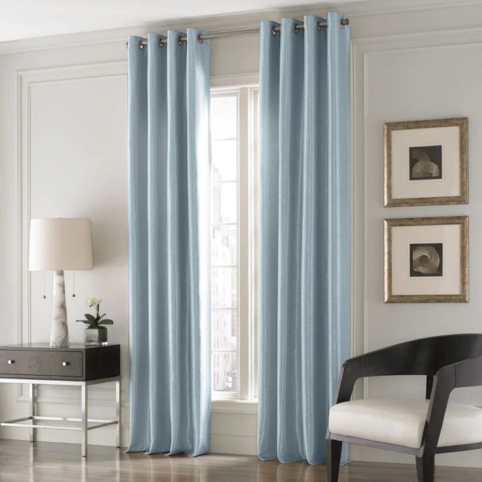 Valeron Lustre Solid 95 Inch Window Curtain Panel In Blue