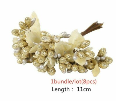 Gold Artificial Flowers Stamen Berries Home Decor Bundle DIY Floral Pistil Mini