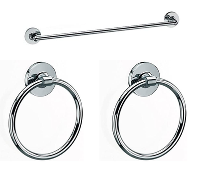 Kela Karibik 2x Handtuchringe & 1x Handtuchstange-Set Chrom glänzend NEU