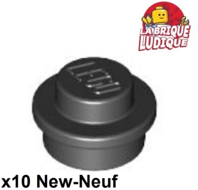Lego 10x Plate Round plaque rond ronde 1x1 Straight Side noir/black 4073 NEUF