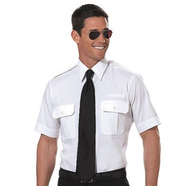Pilot Short Sleeve Tapered Men's White Shirt Size 15 Fitted Van Heusen LAST ONE