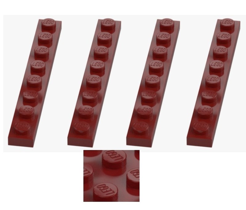 Lego® 4x Platte 1x8 New Dark Red - Dunkelrot - 4541507 - 3460 Bauplatte Plate