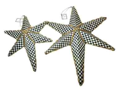 MacKenzie Childs Courtly Check Glam Up Hanging Stars Set of 2 (two) New w Tag