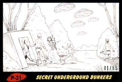 2017 Mars Attacks The Revenge Penciled Black #P31 Secret Underground Bunkers /55