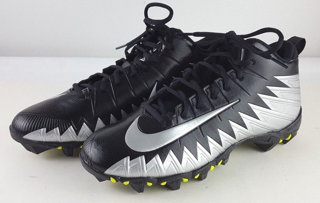 New Nike Alpha Menace Pro Mid Football Cleats sz 9.5 871451 010 Silver Black