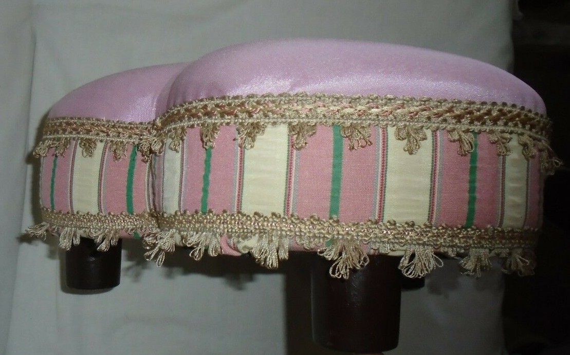 Vintage Beautifully Designed Pink Heart Shaped Padded Fancy Footstool/Stool HTF