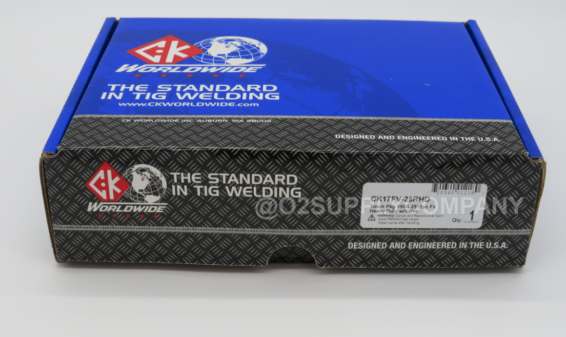 CK Worldwide CK17FV-25RHD  Tig Torch Pkg 150 amp 25' 1PC Flexhead HD with Valve