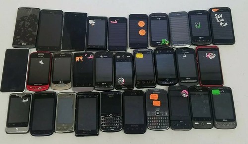 Cell Phone Lot Broken HTC Nokia Samsung FOR PARTS OR REPAIR Various Lot of 30
