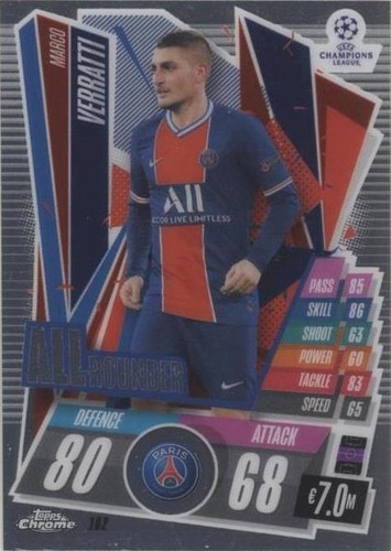 2020-21 Topps Chrome Match Attax UCL Marco Verratti #102