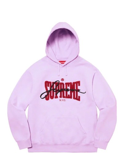 Supreme Embroidered Chenille Hooded Sweatshirt Hoodie SS22 Sz L Pale Purple  NWT