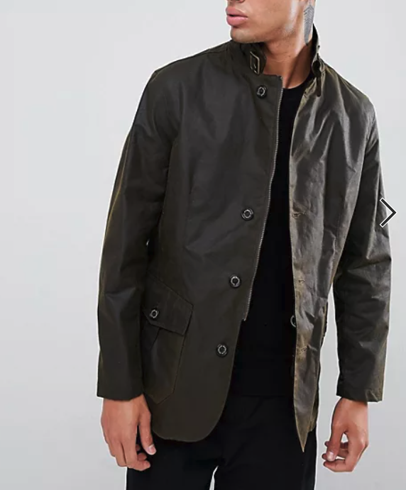 BARBOUR BARBOUR LUTZ MEN'S WAXED JACKET IN OLIVE MSRP$520 BRITISH LUXURY