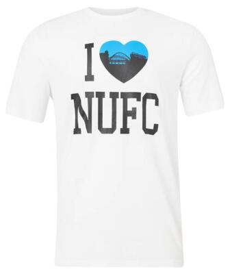 NEWCASTLE UNITED Official White Soft Cotton Short Sleeve T Shirt I Love NUFC