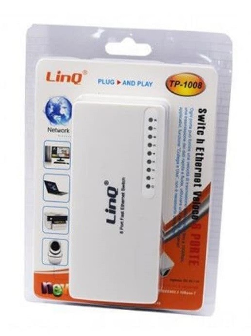 Switch di rete 8 Porte Hub Rete Ethernet Lan10/100Mbps linq Tp-1008