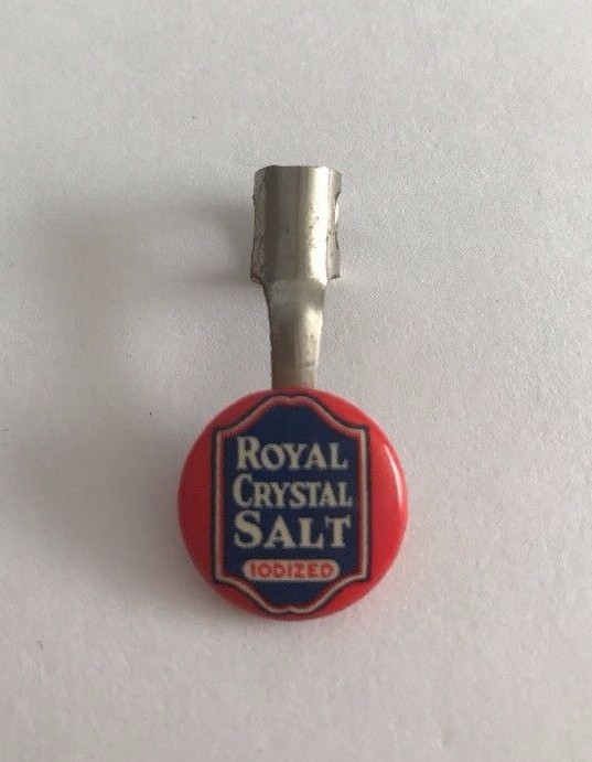 Royal Crystal Salt Iodized Metal Pen Topper Collectible Advertisement Piece Vtg