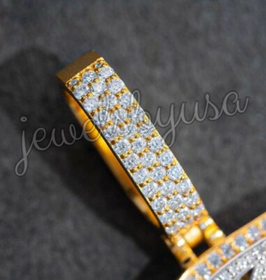 Pre-owned Nsg 3 Ct Men's Natural Moissanite Cursive Font Name Custom 2 Tone Pendant 925 Silver In White